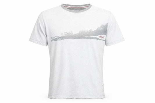 Front view of FatFace Men's White Graphic Print Cotton T-Shirt Size Small