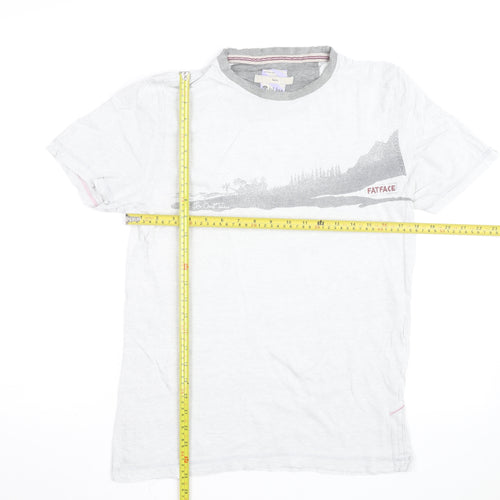 FatFace Men's White Graphic Print Cotton T-Shirt Size Small