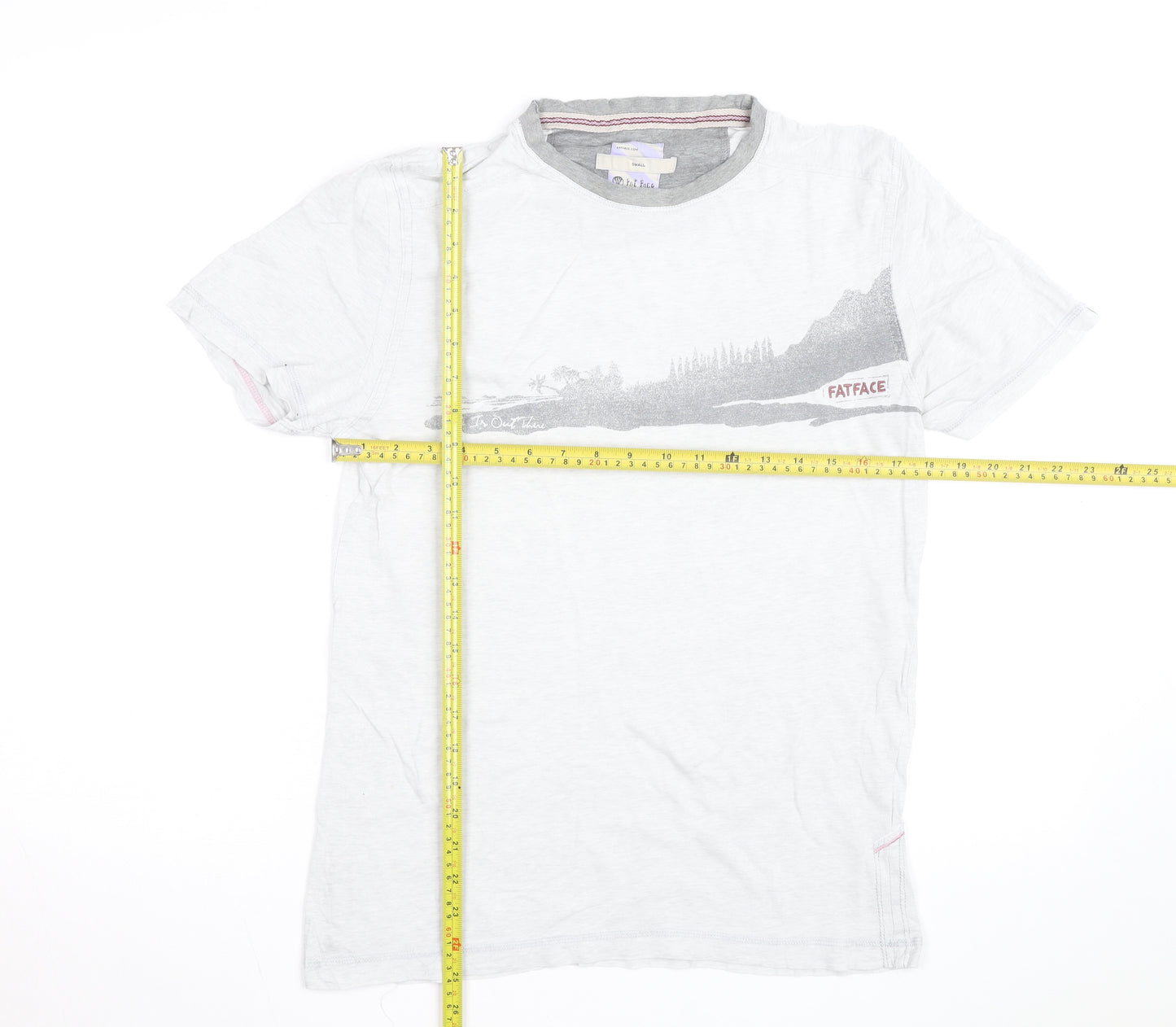 FatFace Men's White Graphic Print Cotton T-Shirt Size Small