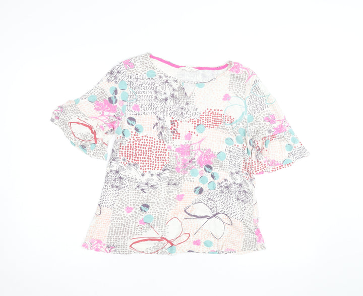 White Stuff Women Multicoloured Floral Cotton Tunic Blouse Size 10