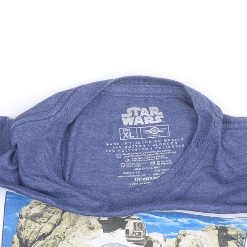 Star Wars Men's Blue Graphic T-Shirt XL Short Sleeve Crew Neck