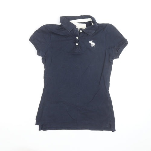 Abercrombie & Fitch Women's Blue Cotton Polo Shirt Size S