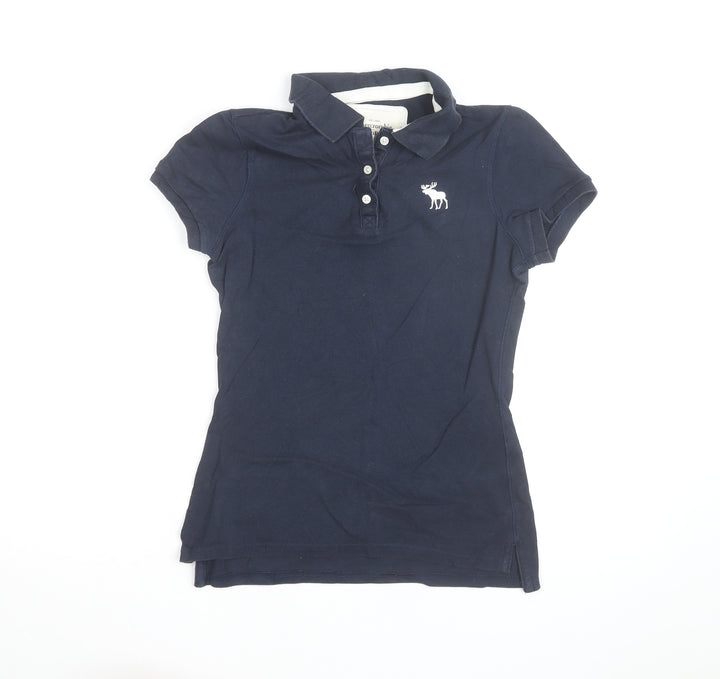 Abercrombie & Fitch Women's Blue Cotton Polo Shirt Size S