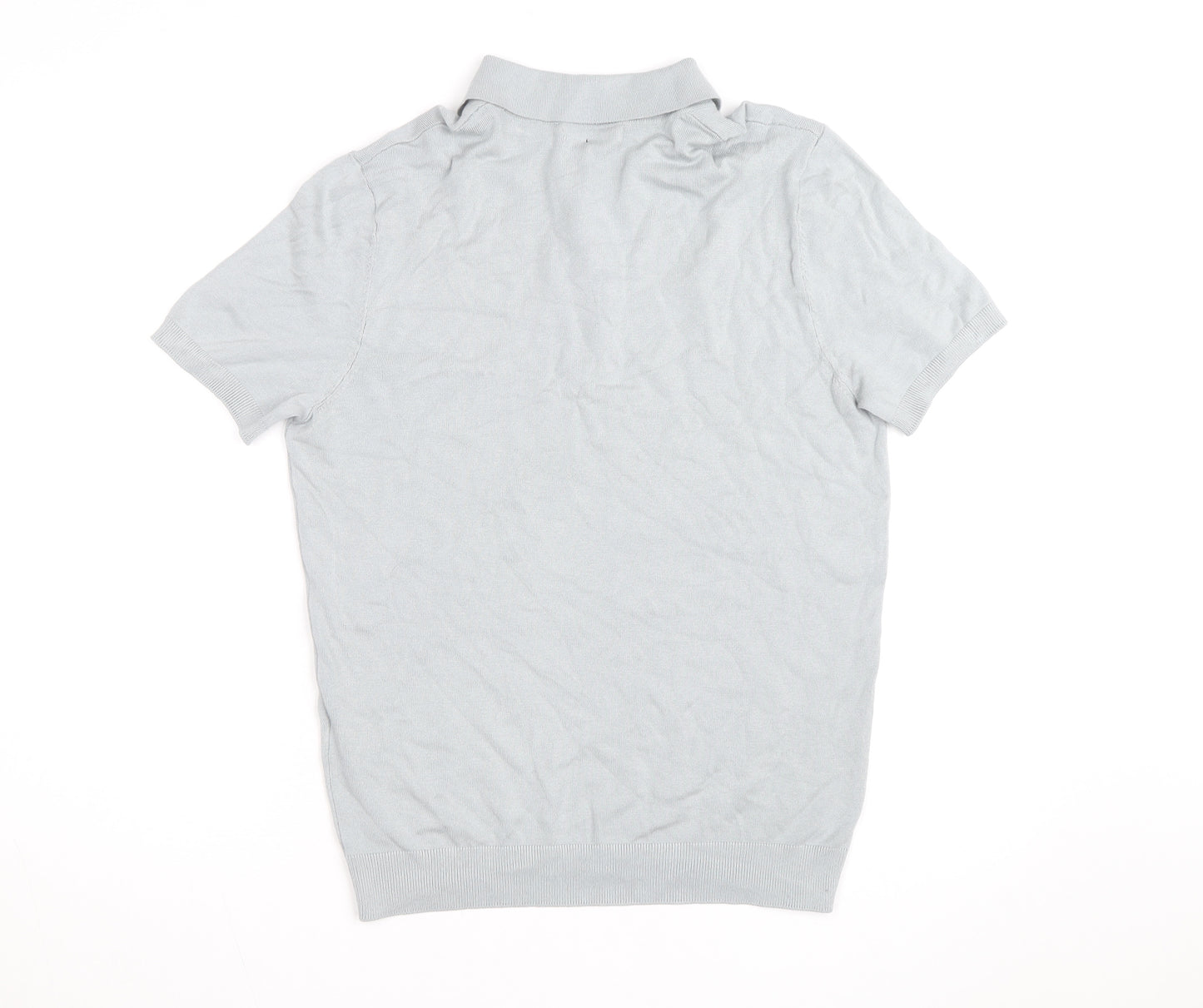 ZARA Men’s Grey Collared Knit Polo Shirt Size M Short Sleeve Casual