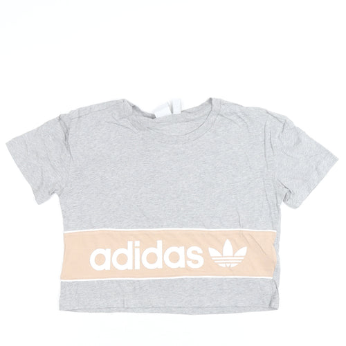 Adidas Women’s Grey Cropped T-Shirt Size 10 Casual Sports Style