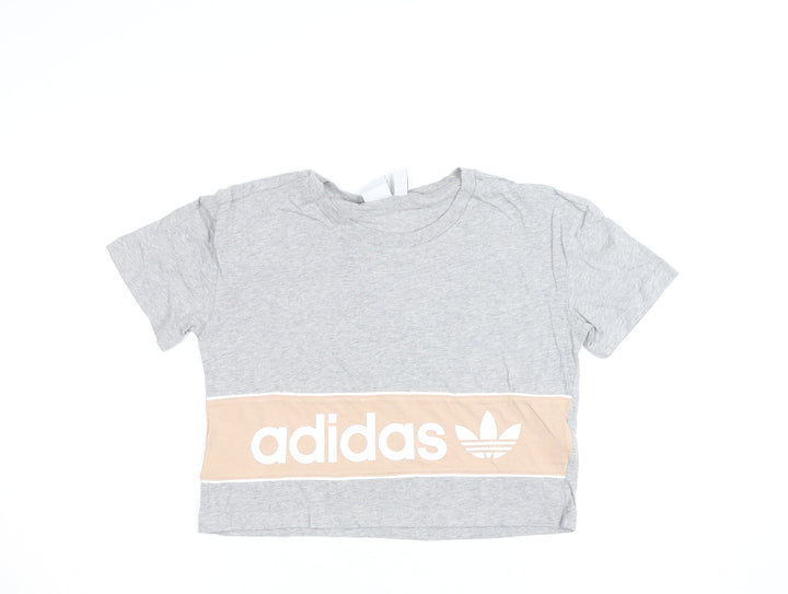 Adidas Women’s Grey Cropped T-Shirt Size 10 Casual Sports Style