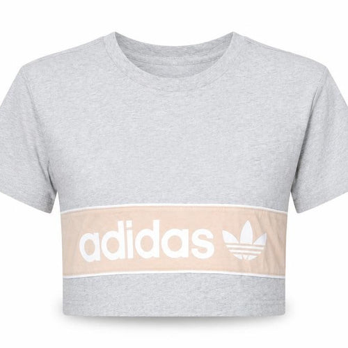 Adidas Women’s Grey Cropped T-Shirt Size 10 Casual Sports Style