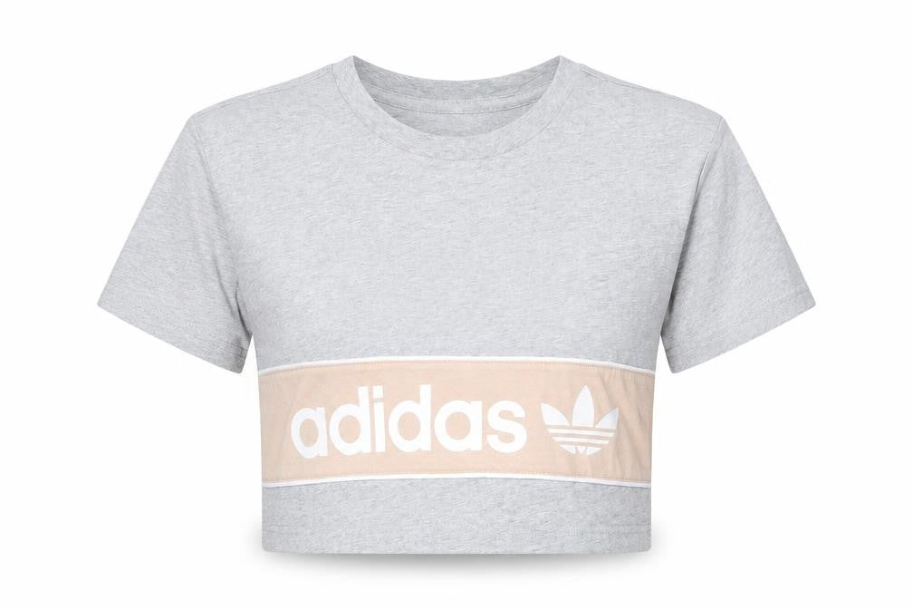 Adidas Women’s Grey Cropped T-Shirt Size 10 Casual Sports Style