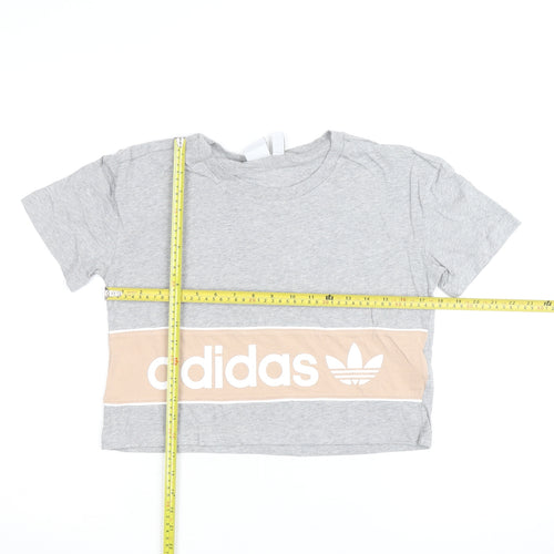 Adidas Women’s Grey Cropped T-Shirt Size 10 Casual Sports Style