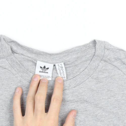 Adidas Women’s Grey Cropped T-Shirt Size 10 Casual Sports Style