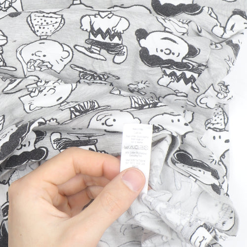Peanuts Grey Cartoon Print T-Shirt Women Size 12-14 Cotton Crew Neck