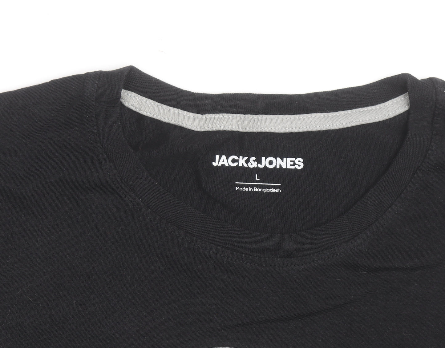 Jack & Jones Men's Black Graphic Print Crew Neck T-Shirt Size L