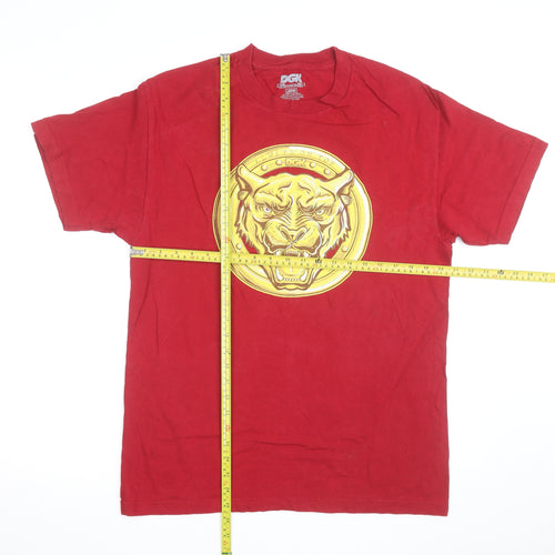 DGK Men's Red Graphic Panther T-Shirt Large Cotton Casual