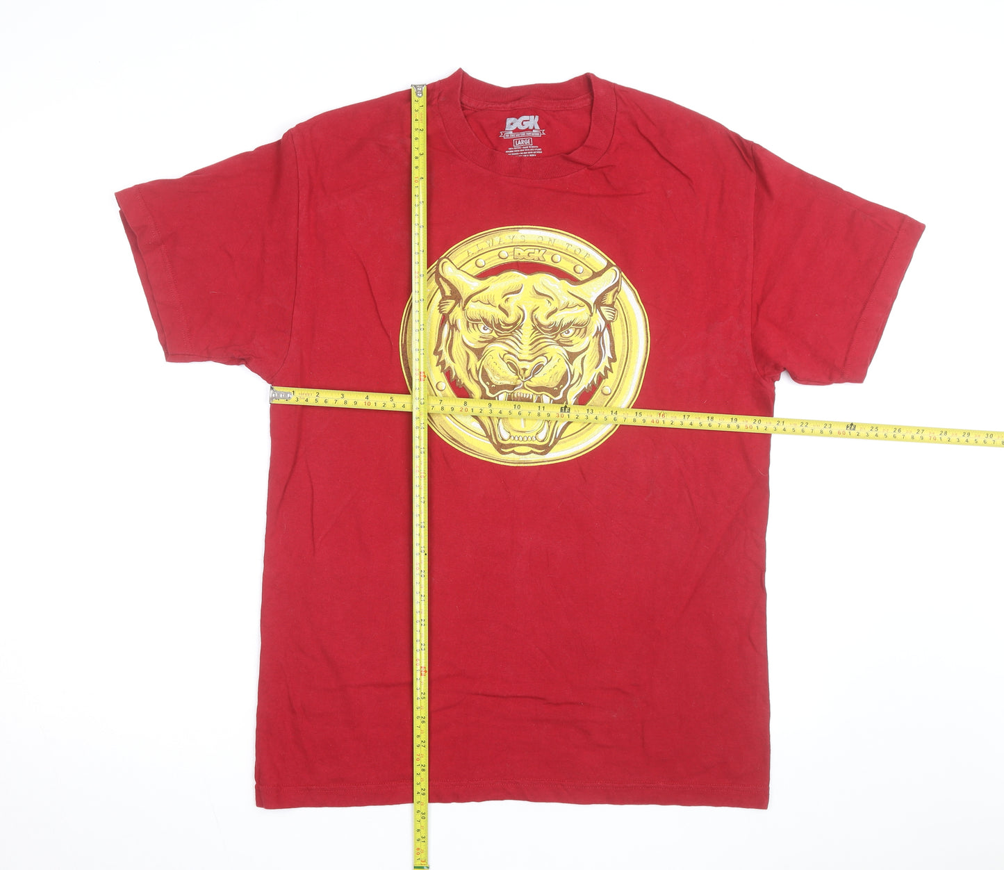 DGK Men's Red Graphic Panther T-Shirt Large Cotton Casual