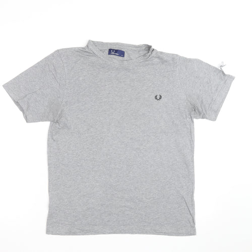 Fred Perry Men's Grey Crew Neck Cotton T-Shirt Size M Classic Style