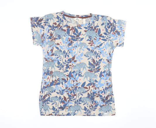 Trespass Womens Beige Blue Animal Print Cotton T-Shirt UK 10
