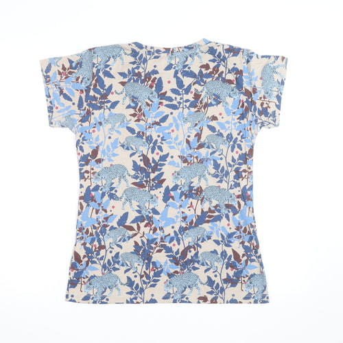 Trespass Womens Beige Blue Animal Print Cotton T-Shirt UK 10
