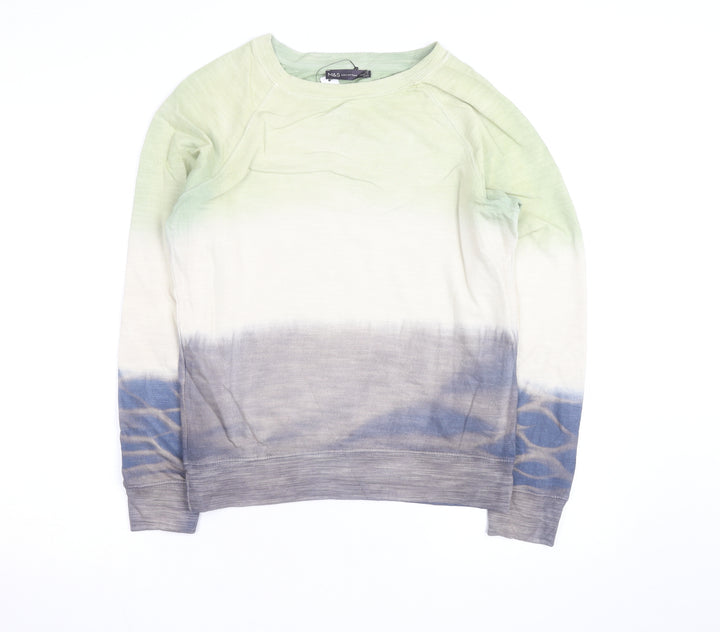 Marks and Spencer Women Green Mix Cotton Pullover Sweatshirt Size XL