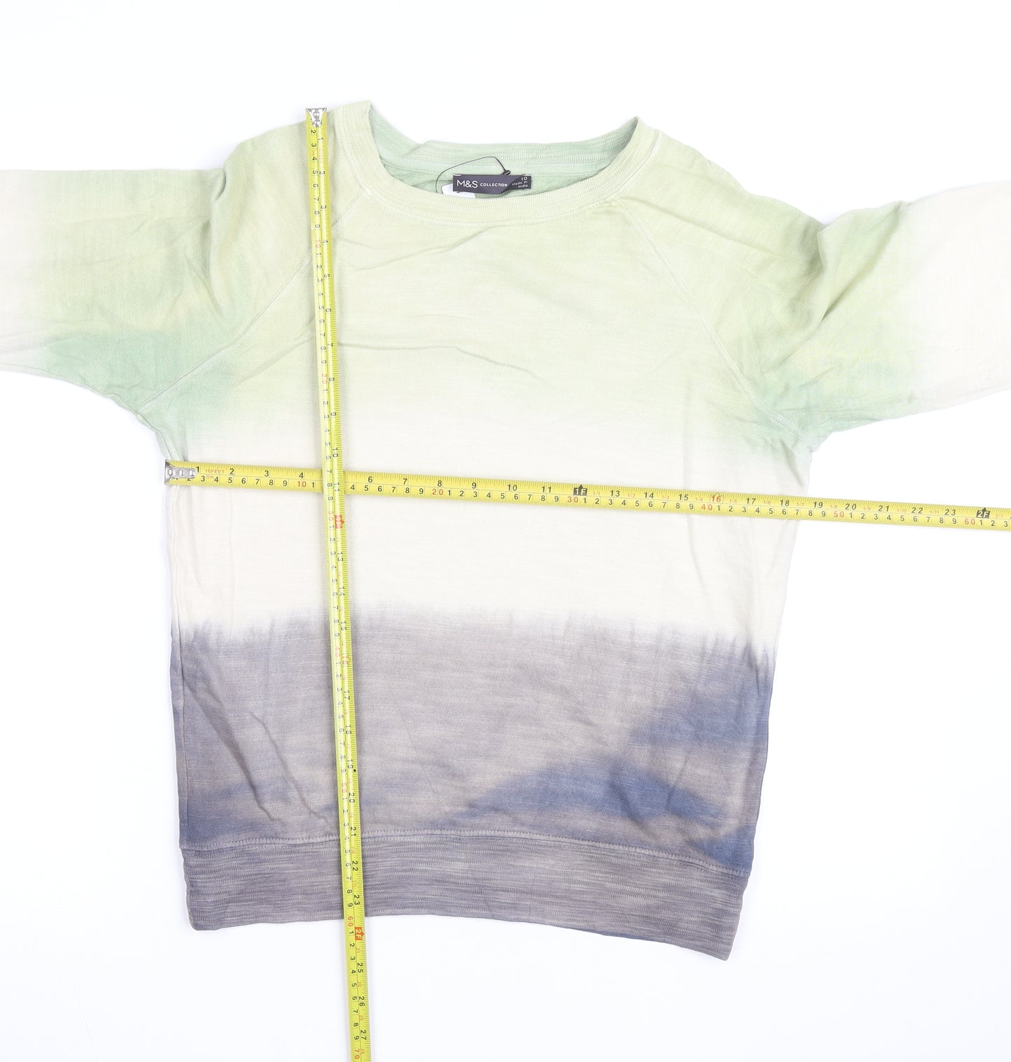 Marks and Spencer Women Green Mix Cotton Pullover Sweatshirt Size XL