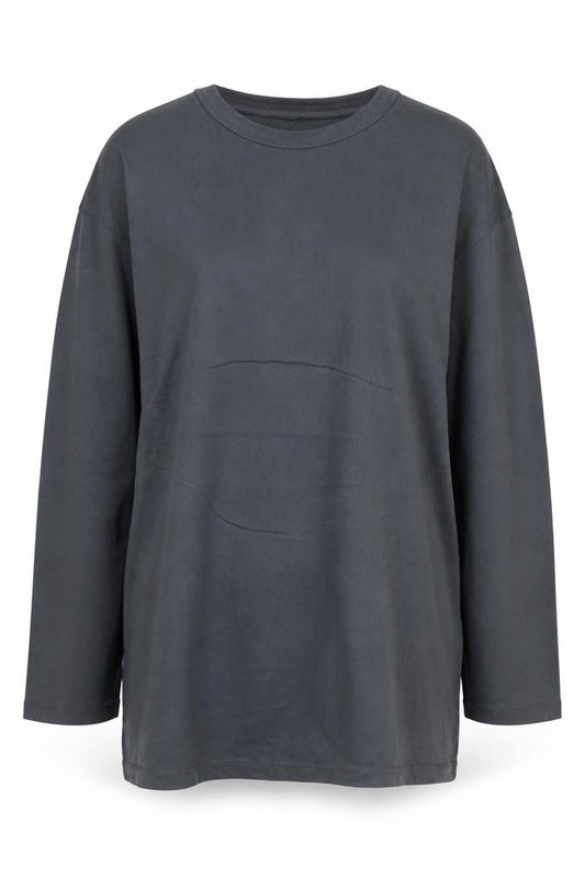 Front view of ASOS Design Women Black UK 10 Long Sleeve Cotton T-Shirt