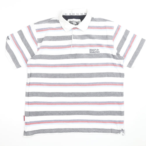Cotton Traders Men’s Multicoloured Striped Polo Shirt Size M