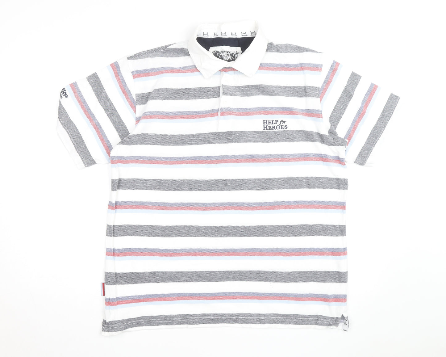 Cotton Traders Men’s Multicoloured Striped Polo Shirt Size M