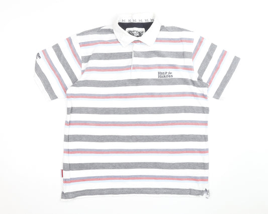 Cotton Traders Men’s Multicoloured Striped Polo Shirt Size M