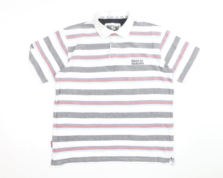 Cotton Traders Men’s Multicoloured Striped Polo Shirt Size M