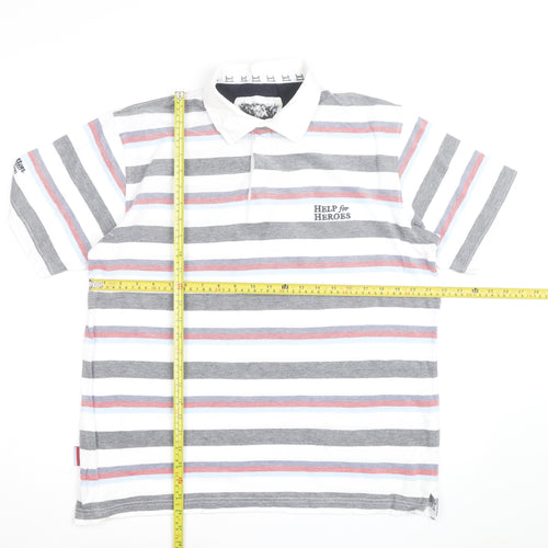 Cotton Traders Men’s Multicoloured Striped Polo Shirt Size M