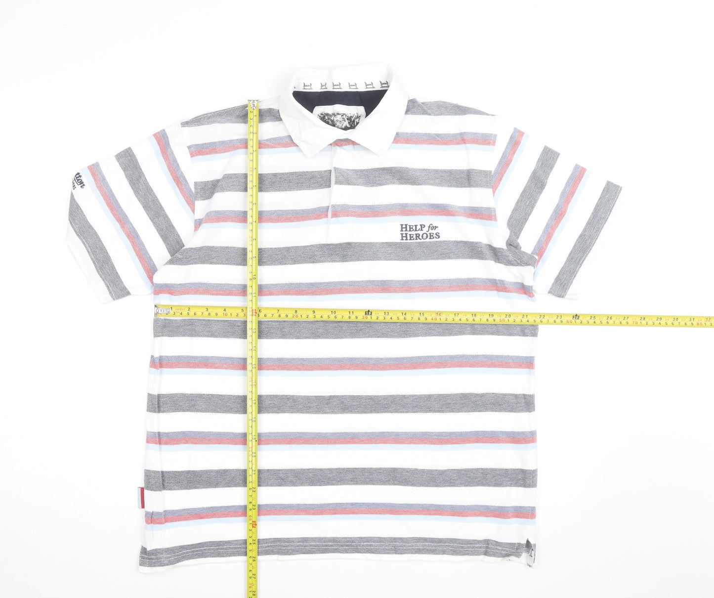 Cotton Traders Men’s Multicoloured Striped Polo Shirt Size M