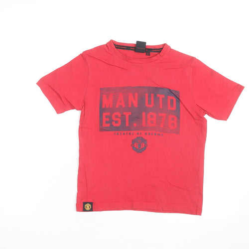 Manchester United Boys Red 6-7 Years Cotton Short Sleeve Graphic T-Shirt