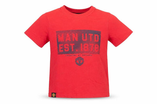 Manchester United Boys Red 6-7 Years Cotton Short Sleeve Graphic T-Shirt