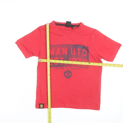Manchester United Boys Red 6-7 Years Cotton Short Sleeve Graphic T-Shirt