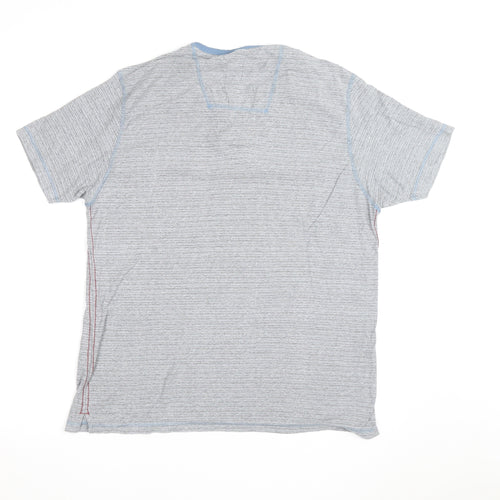 One Valley Men's Blue Henley Short Sleeve Cotton Blend T-Shirt Size M