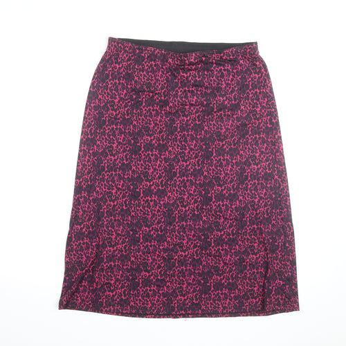 Impuls Women's Pink Animal Print Stretch Pencil Skirt M