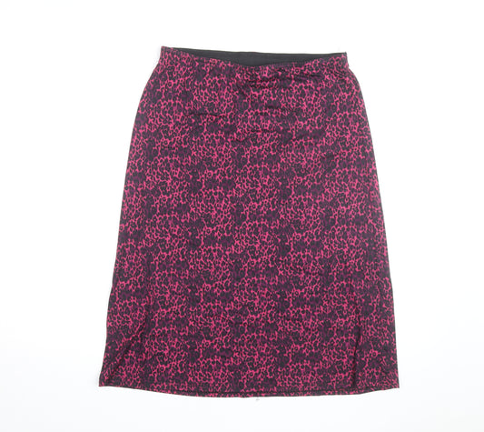 Impuls Women's Pink Animal Print Stretch Pencil Skirt M