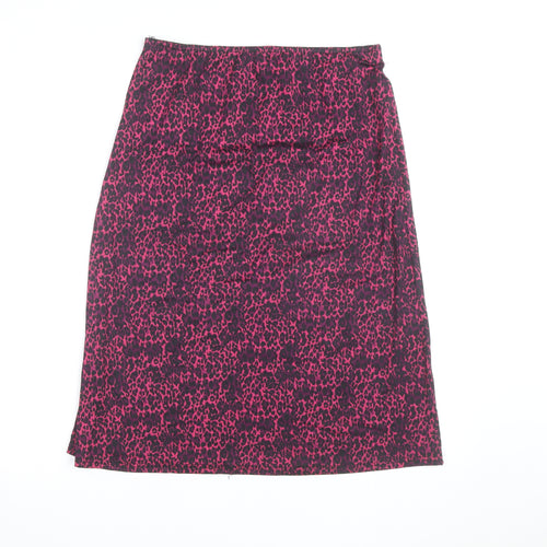 Impuls Women's Pink Animal Print Stretch Pencil Skirt M