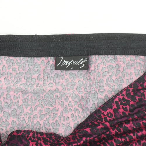 Impuls Women's Pink Animal Print Stretch Pencil Skirt M