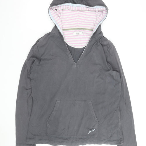 Joules Womens Grey Pullover Hoodie UK 14 Long Sleeve Cotton Casual