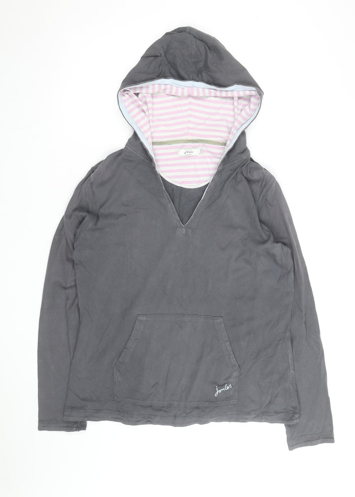 Joules Womens Grey Pullover Hoodie UK 14 Long Sleeve Cotton Casual