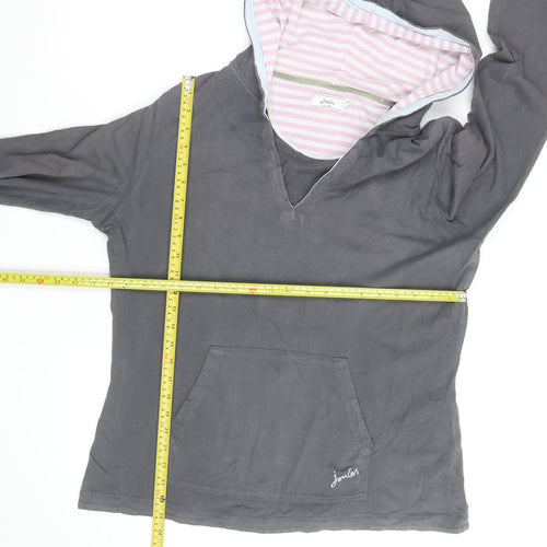 Joules Womens Grey Pullover Hoodie UK 14 Long Sleeve Cotton Casual