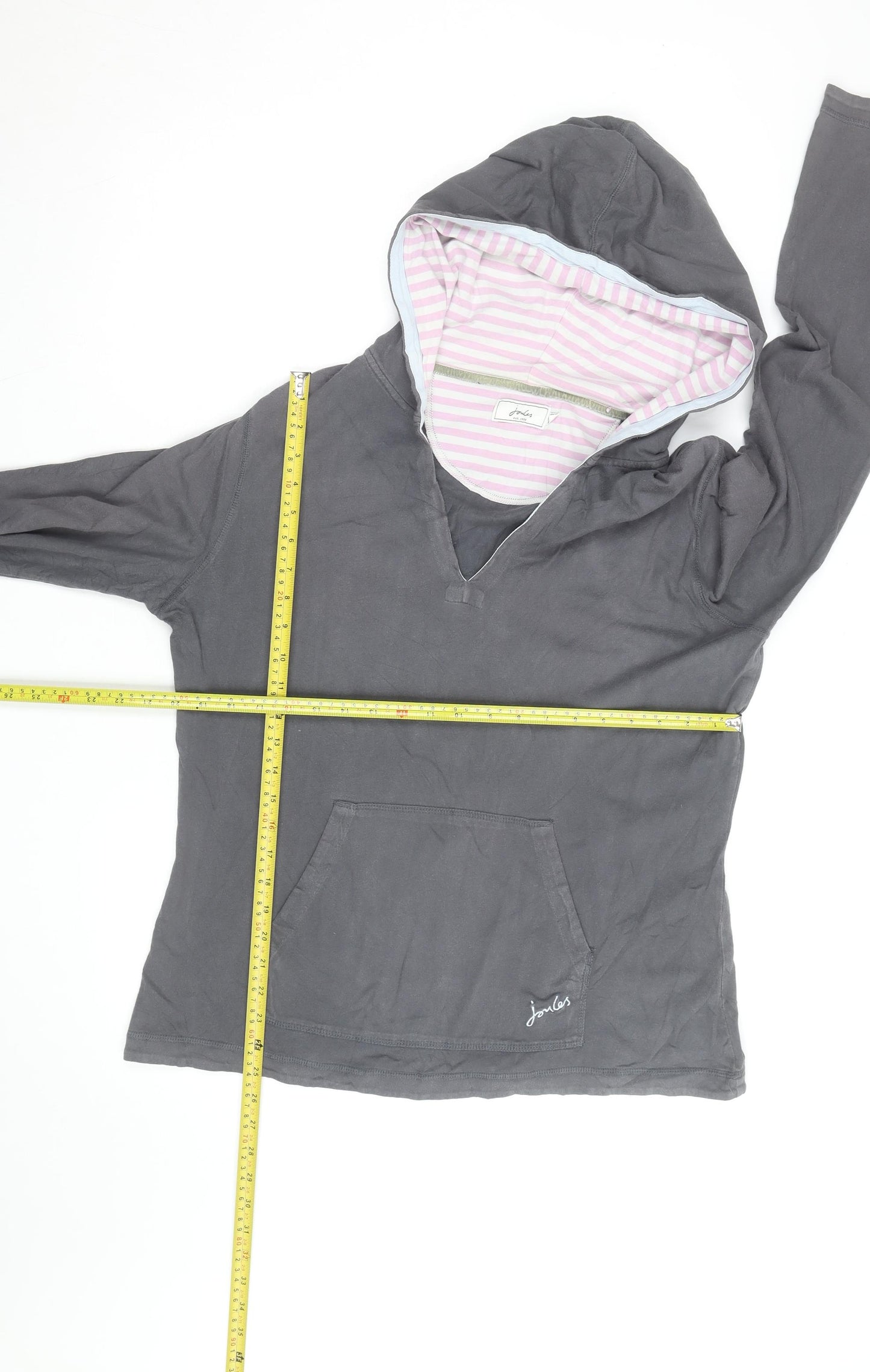 Joules Womens Grey Pullover Hoodie UK 14 Long Sleeve Cotton Casual