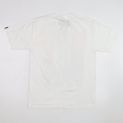 Mighty Healthy Men's White Graphic Print Regular Fit T-Shirt M