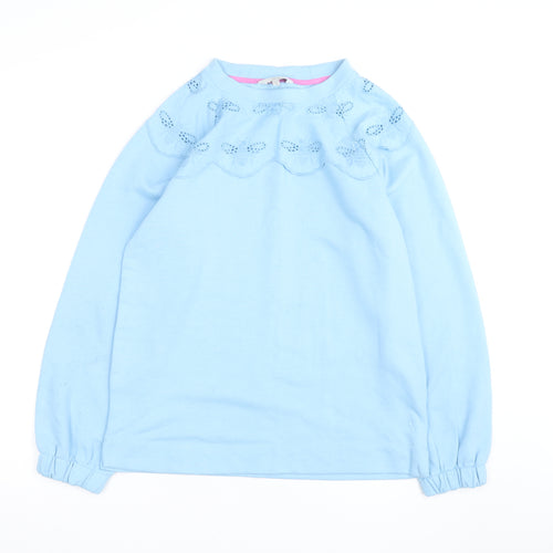 Joules Women Blue Pullover Sweatshirt UK 12 Bee Embroidered Cotton