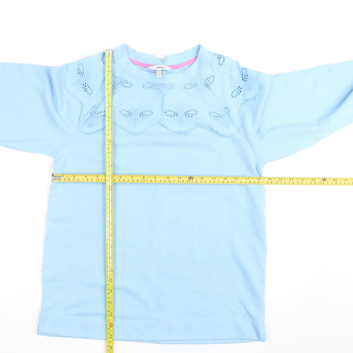 Joules Women Blue Pullover Sweatshirt UK 12 Bee Embroidered Cotton