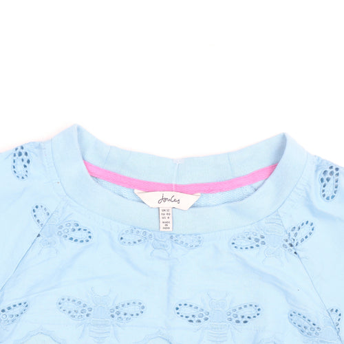 Joules Women Blue Pullover Sweatshirt UK 12 Bee Embroidered Cotton