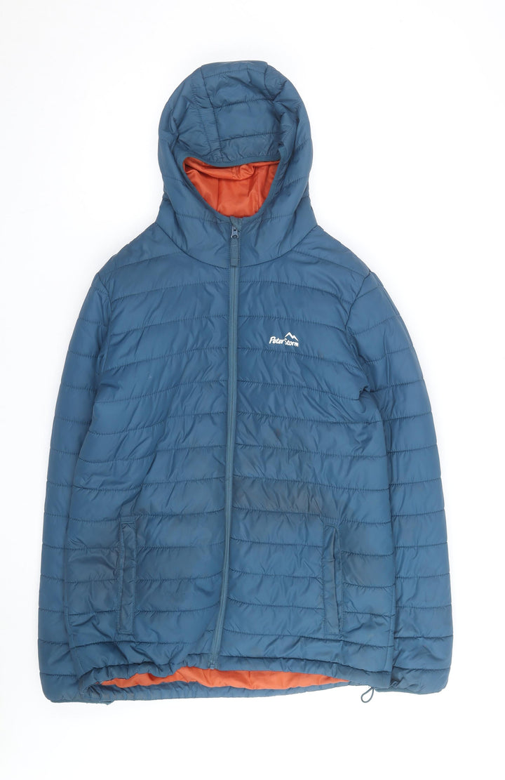 Peter Storm Men’s Blue Hooded Puffer Jacket Size S Insulated Outdoor