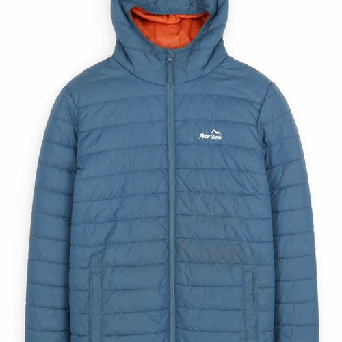 Peter Storm Men’s Blue Hooded Puffer Jacket Size S Insulated Outdoor