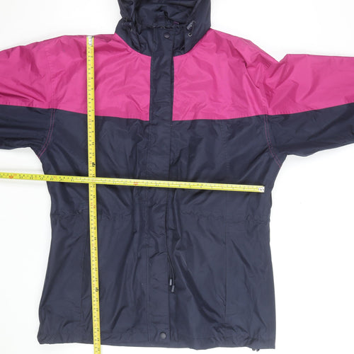 Snowdonia Womens Blue Pink Waterproof Hooded Rain Coat Jacket Size 14