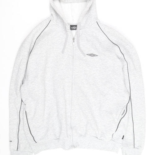 Umbro Men's Grey XL Full Zip Fleece Hoodie Sweatshirt